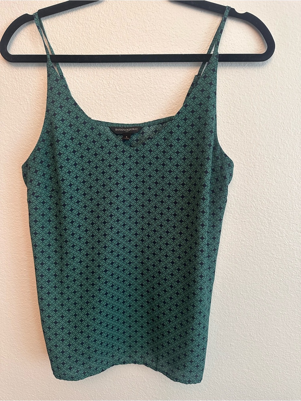 Banana Republic Teal Green Patterned Silk-Blend Cami